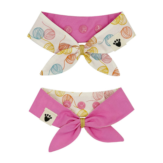 Feline Fibers/Flamingo Pink Reversible Cat Neckerchief