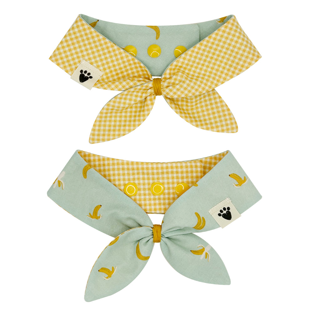 Going Bananas/Yellow Gingham Reversible Dog Neckerchief