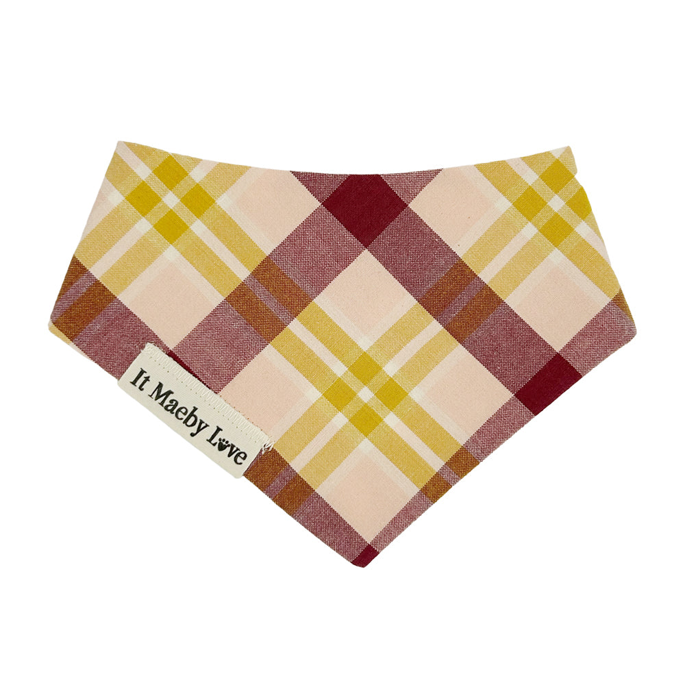 Mustard Critters/Grape & Mustard Plaid Reversible Dog Bandana