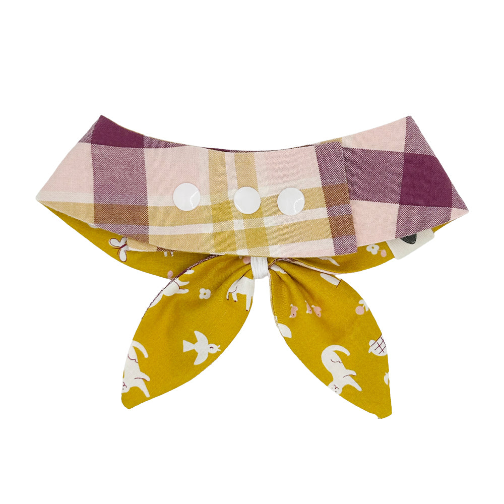 Mustard Critters/Grape & Mustard Plaid Reversible Dog Neckerchief