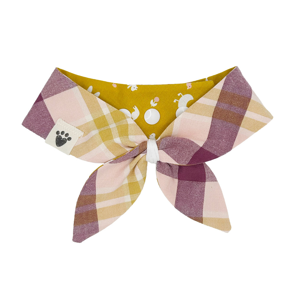 Mustard Critters/Grape & Mustard Plaid Reversible Dog Neckerchief