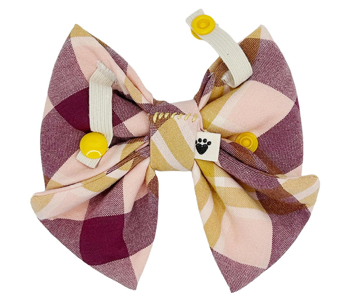 Grape & Mustard Plaid Pet Sailor Bow Tie