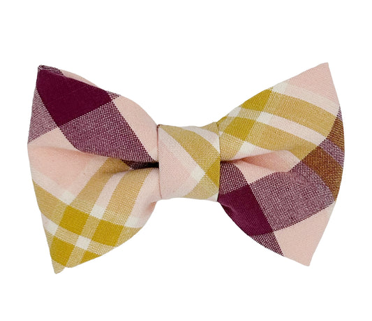 Grape Mustard Plaid Pet Bow Tie
