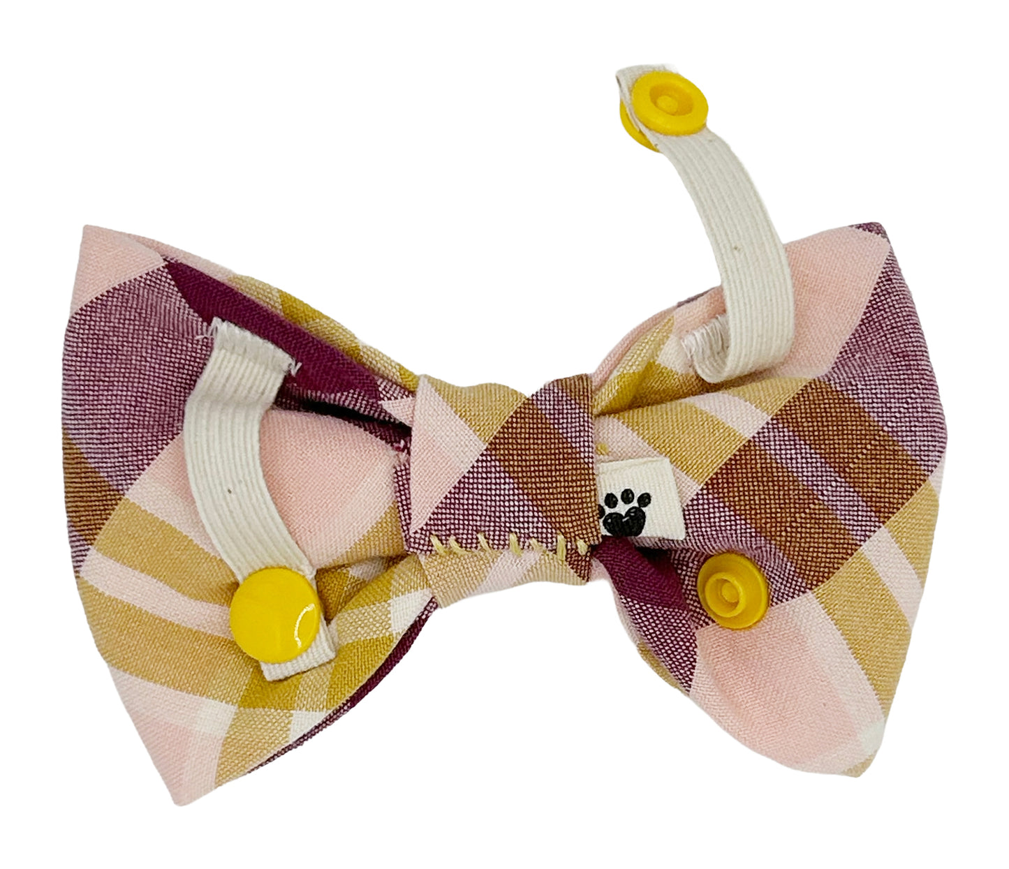 Grape Mustard Plaid Pet Bow Tie