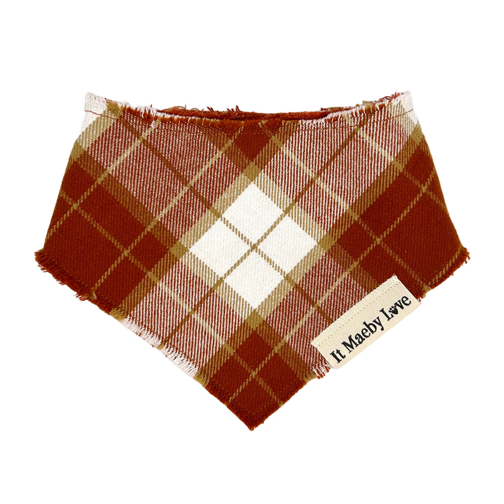 Gratitude Plaid/Terracotta Reversible Dog Bandana