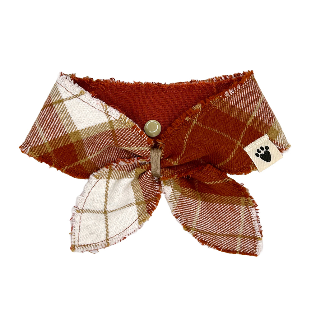 Gratitude Plaid/Terracotta Reversible Dog Neckerchief