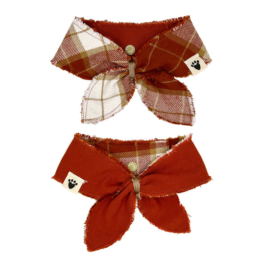 Gratitude Plaid/Terracotta Reversible Dog Neckerchief