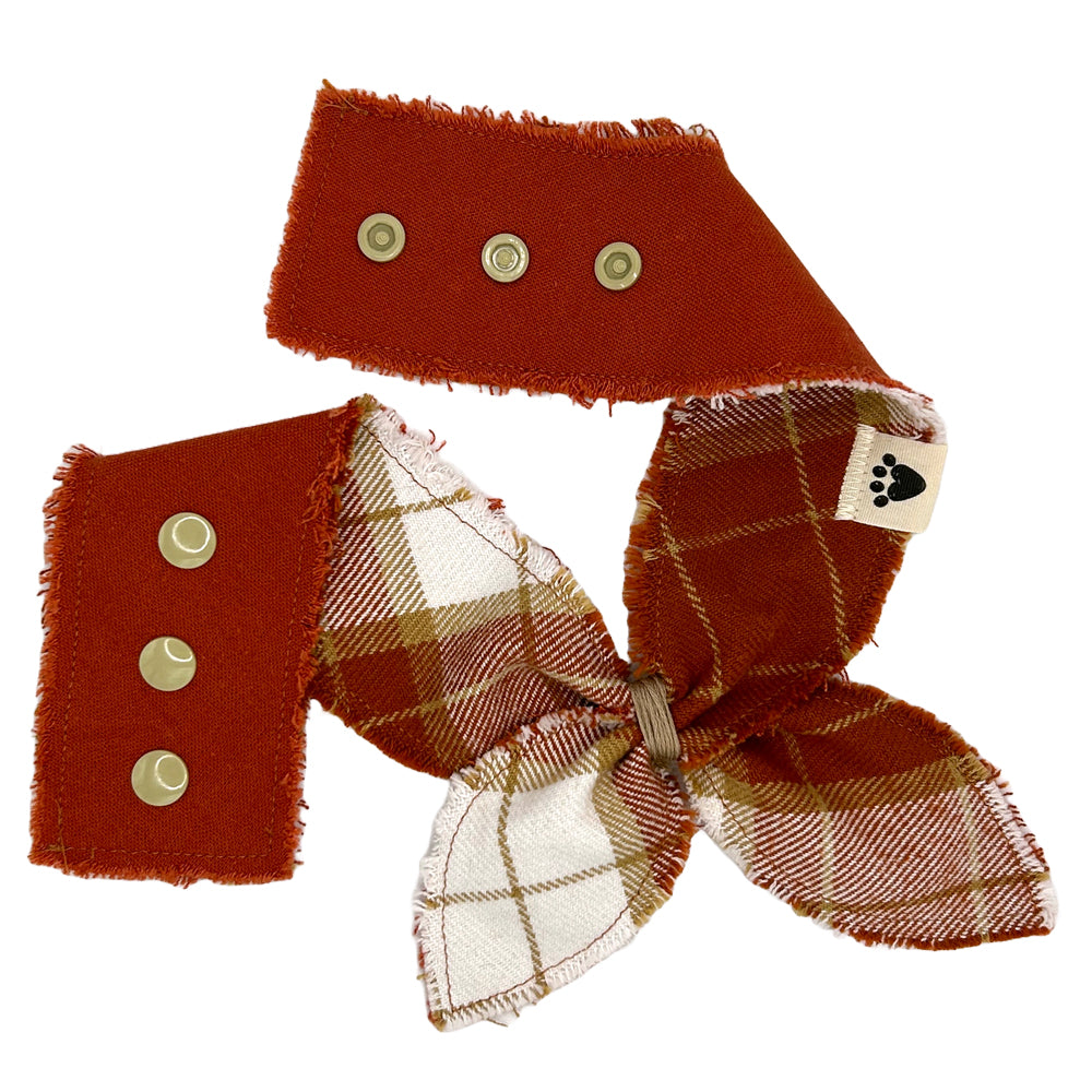 Gratitude Plaid/Terracotta Reversible Dog Neckerchief