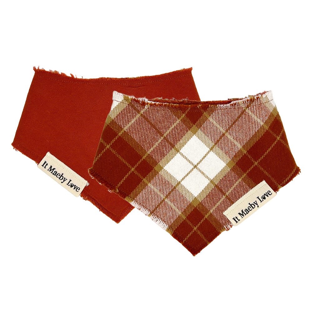 Gratitude Plaid/Terracotta Reversible Dog Bandana