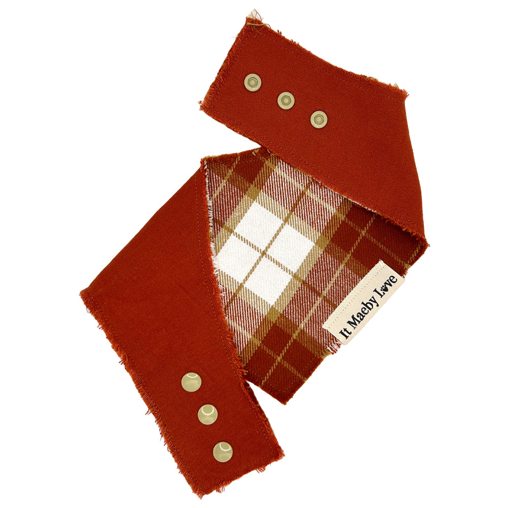 Gratitude Plaid/Terracotta Reversible Dog Bandana