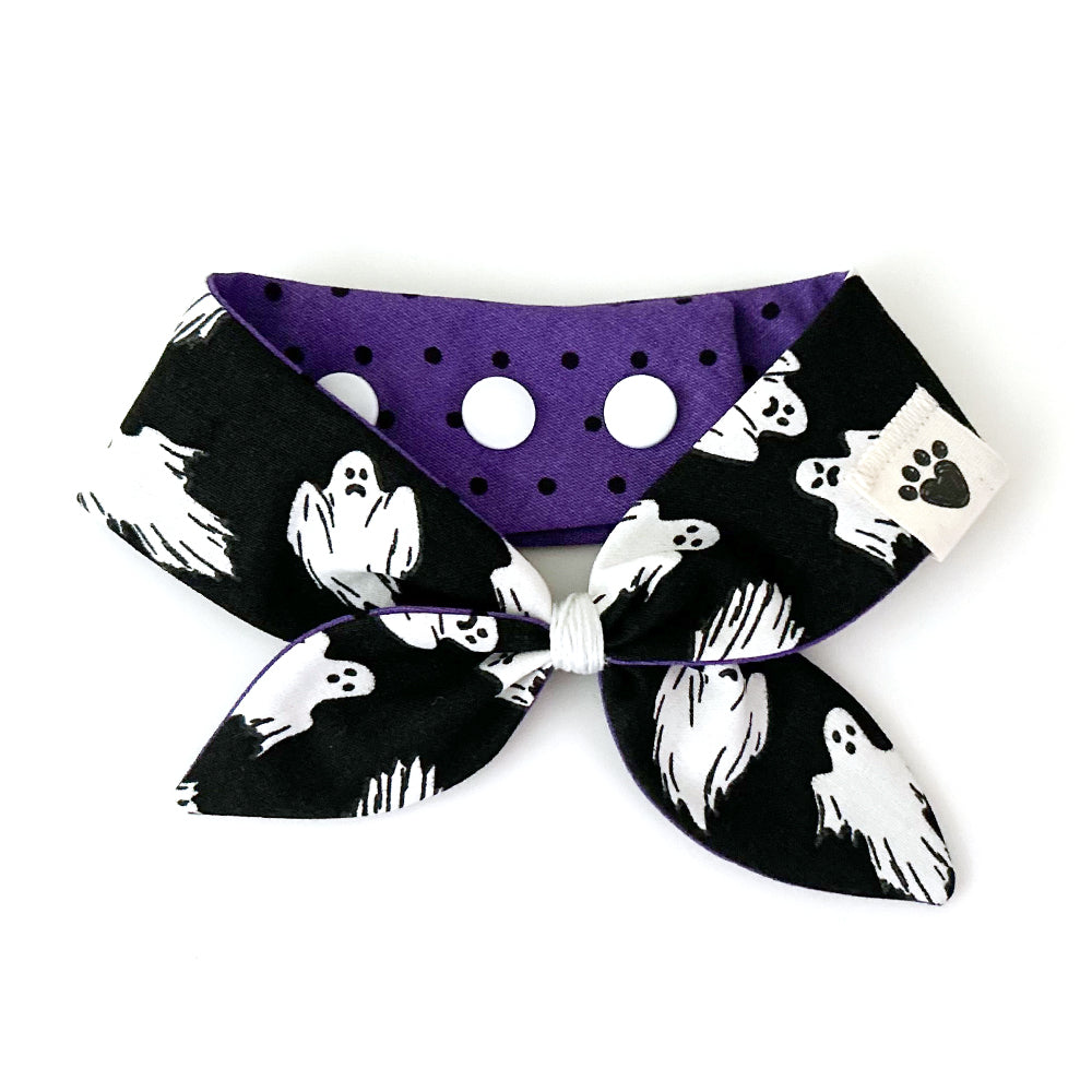 Halloween Ghouls/Purple Polka Dots Reversible Dog Neckerchief