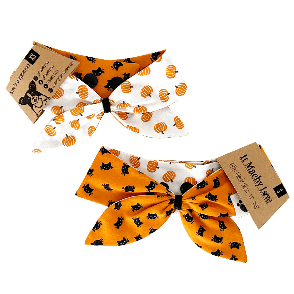 Happy Meow-loween/Orange You Gourdgeous? Reversible Dog Neckerchief