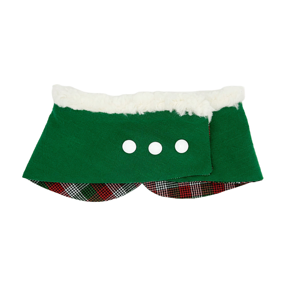 Peppermint Stick Plaid/Holly Green Peter Pan Collar with Sherpa Trim