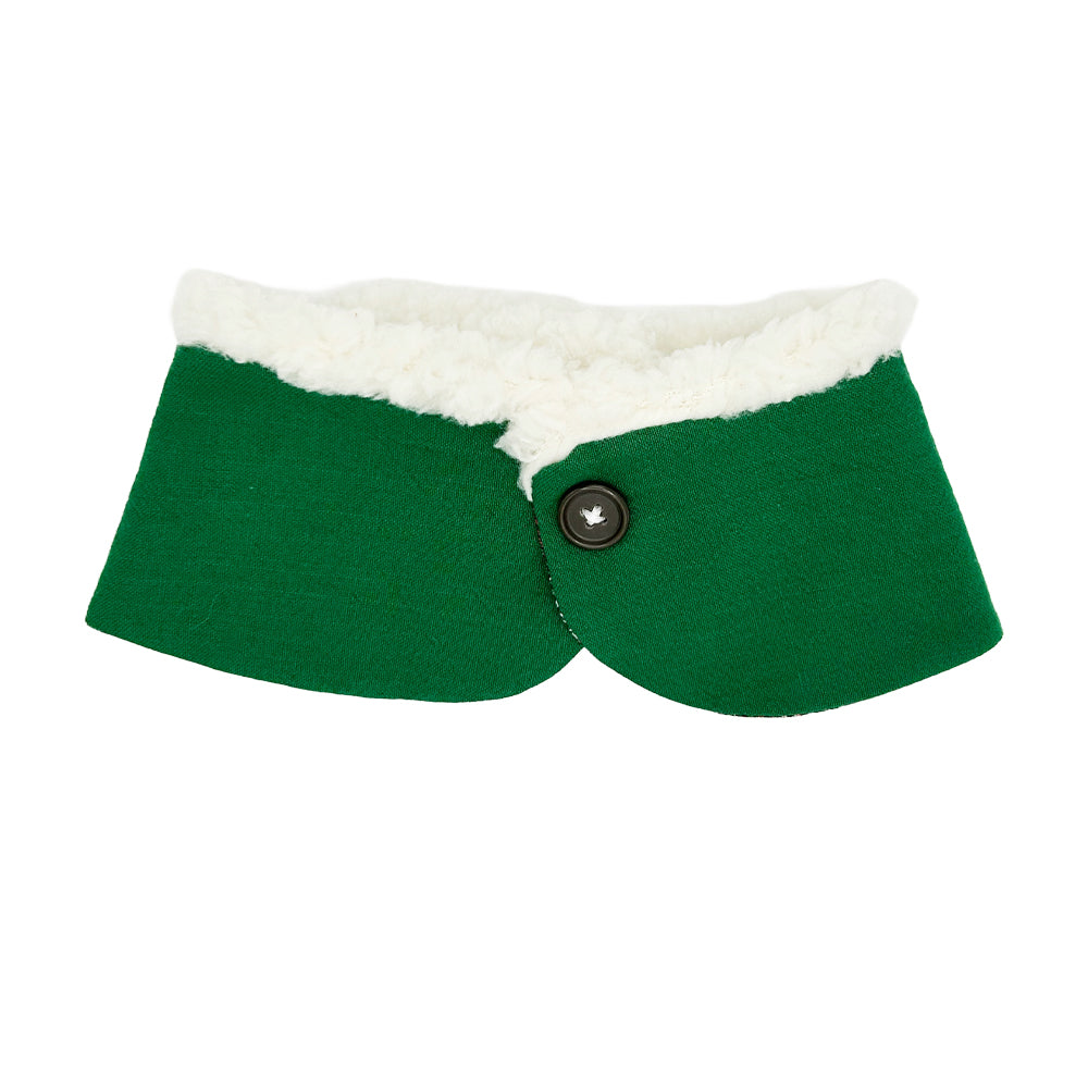 Peppermint Stick Plaid/Holly Green Peter Pan Collar with Sherpa Trim