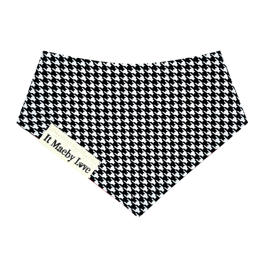 Frightful PAWstumes/Onyx & White Houndstooth Reversible Dog Bandana