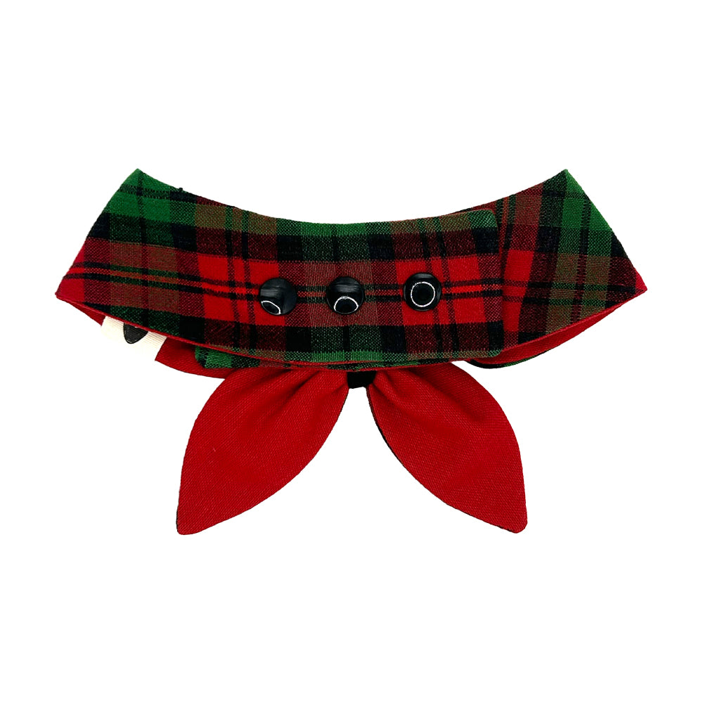 Jingle Paws Plaid/Reindeer Red Reversible Dog Neckerchief