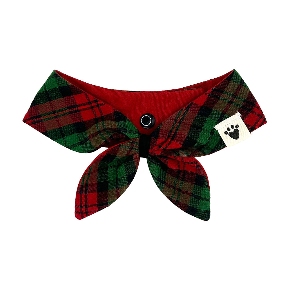 Jingle Paws Plaid/Reindeer Red Reversible Dog Neckerchief