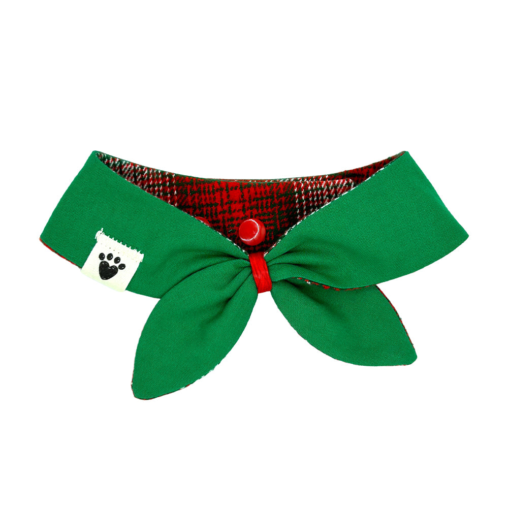 St. Nick Plaid/Festive Green Reversible Dog Neckerchief