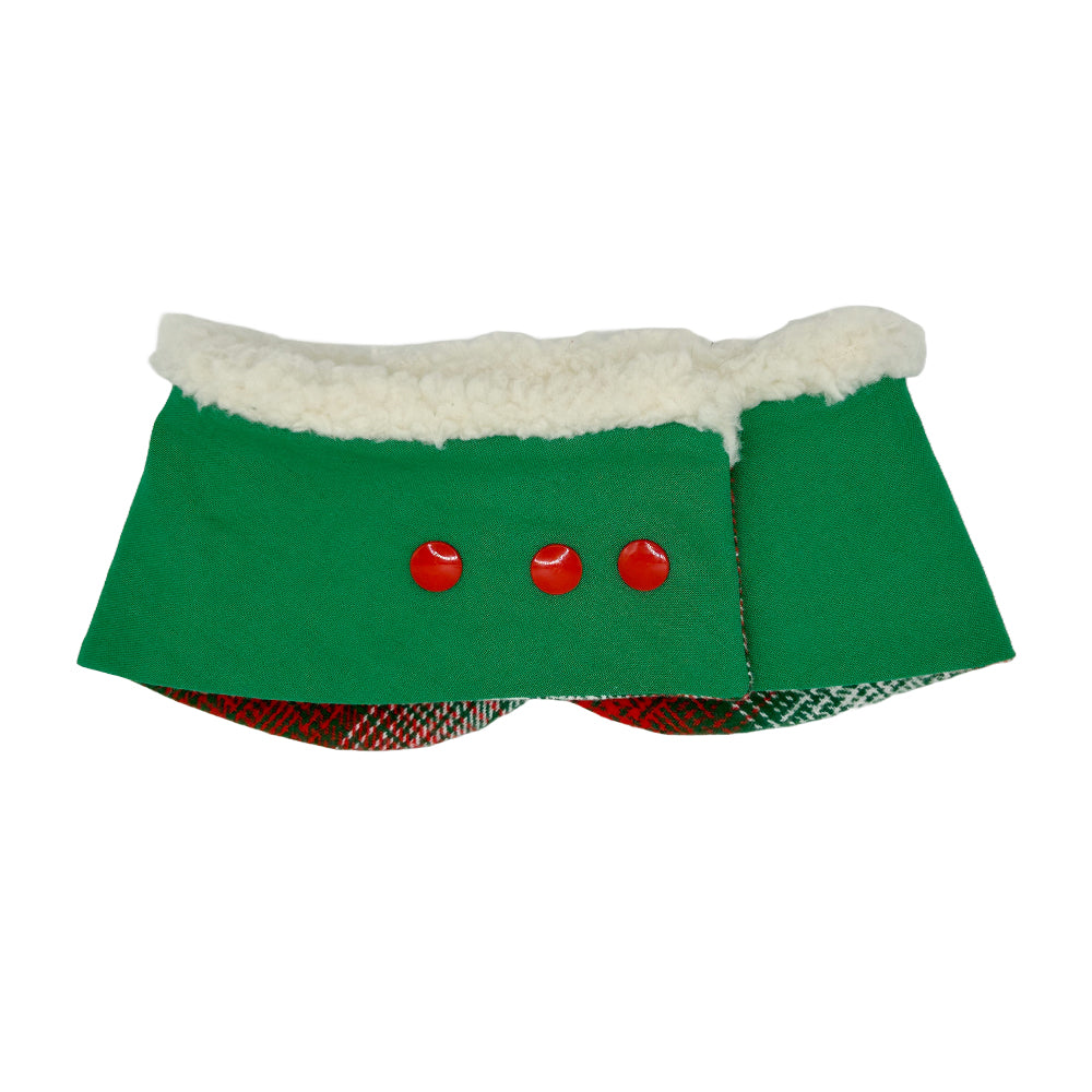 St. Nick Plaid/Festive Green Dog Peter Pan Collar with Sherpa Trim