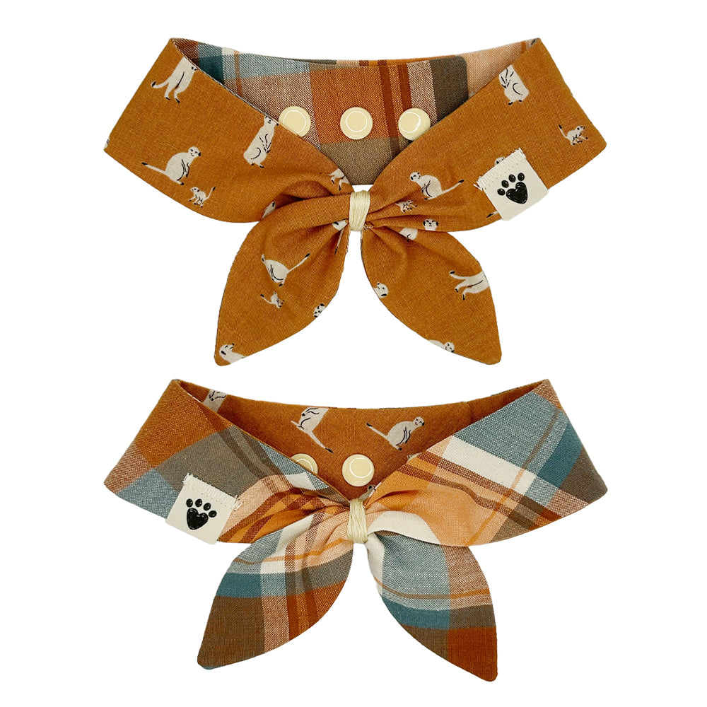 Meerkat Meeting/Watering Hole Plaid Reversible Dog Neckerchief