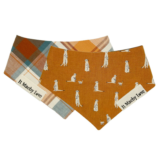 Meerkat Meeting/Watering Hole Plaid Reversible Dog Bandana