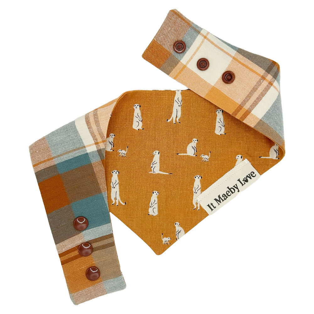 Meerkat Meeting/Watering Hole Plaid Reversible Dog Bandana
