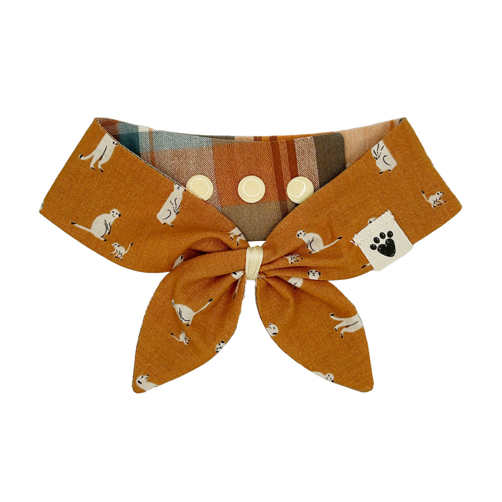 Meerkat Meeting/Watering Hole Plaid Reversible Dog Neckerchief