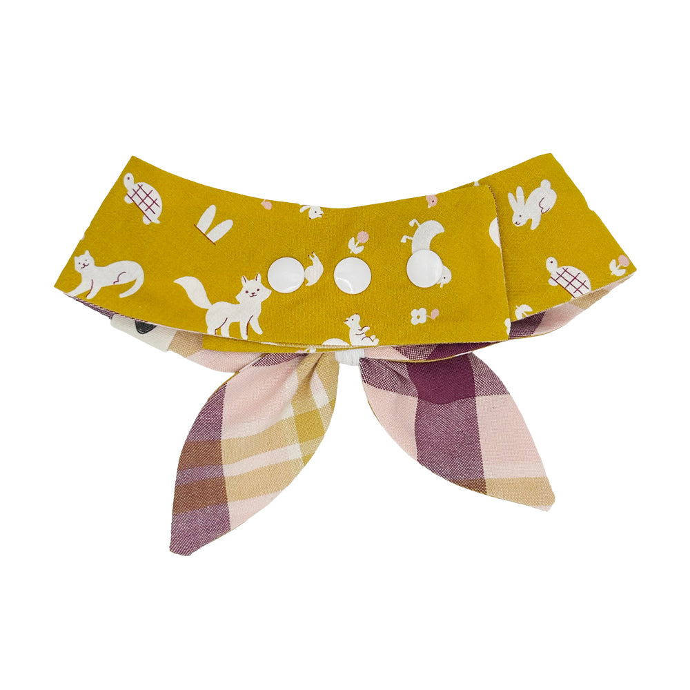 Mustard Critters/Grape & Mustard Plaid Reversible Dog Neckerchief