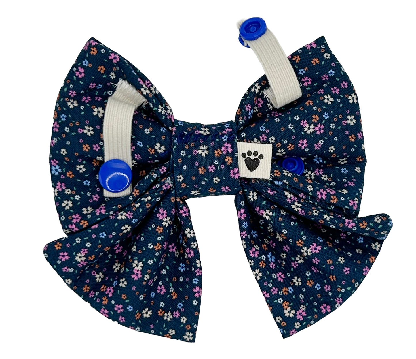 Navy Mini Floral Pet Sailor Bow Tie