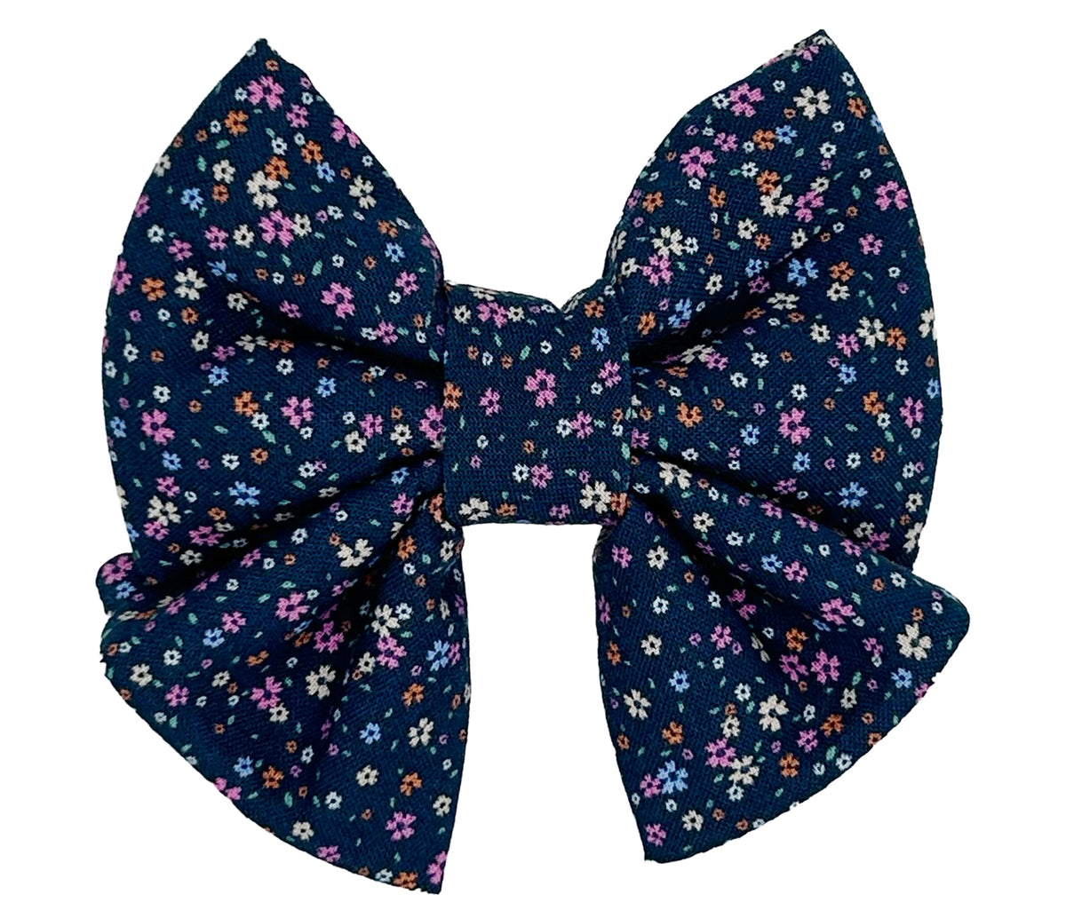 Navy Mini Floral Pet Sailor Bow Tie