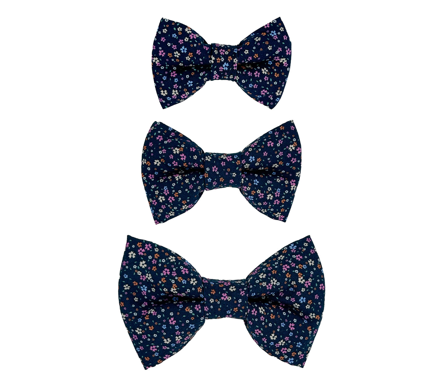 Navy Mini Floral Pet Bow Tie