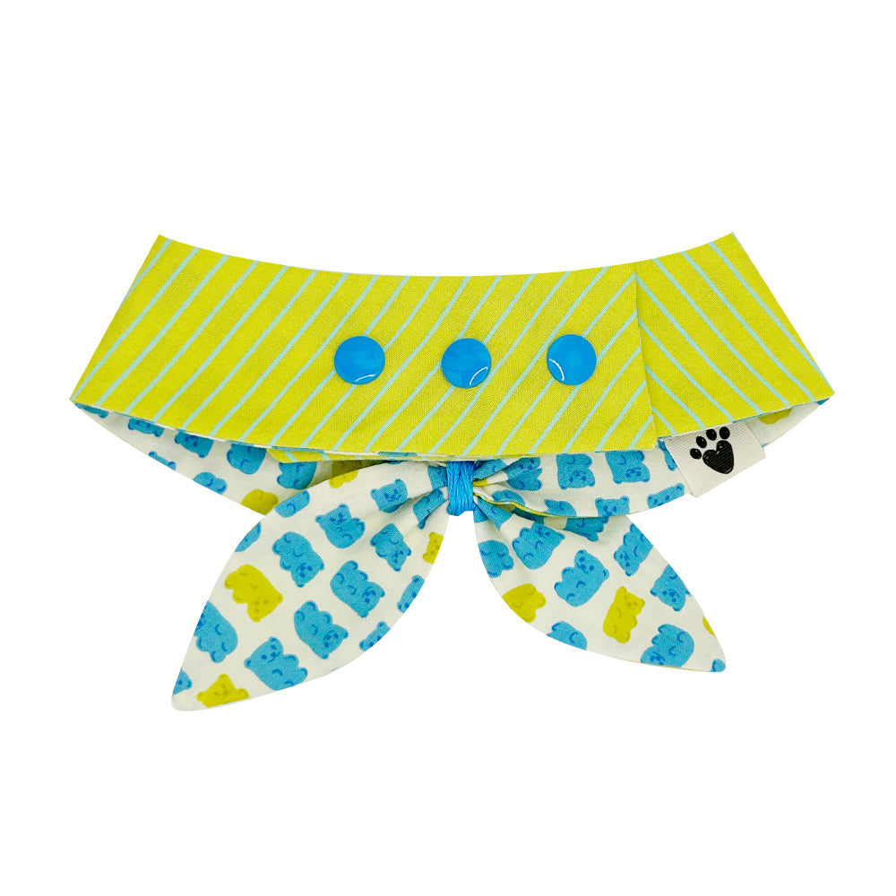 Yummy Gummy Blue & Green/Neon Stripes – Blue & Green Reversible Dog Neckerchief