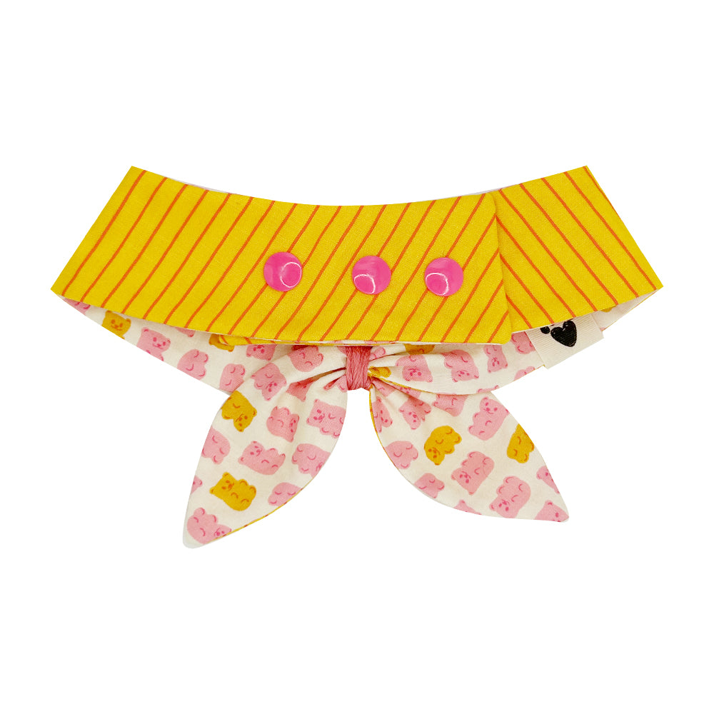 Yummy Gummy Pink & Yellow/Neon Stripes – Pink & Yellow Reversible Dog Neckerchief