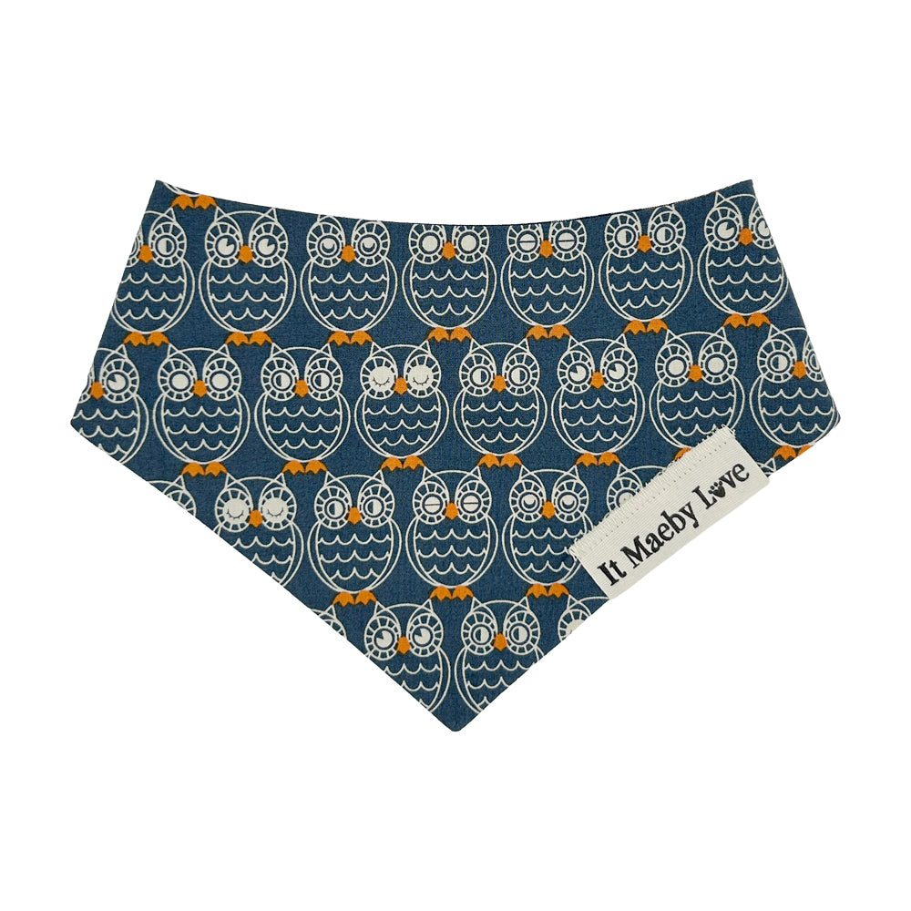 OWLaween/Steel Blue & Orange Plaid Reversible Dog Bandana