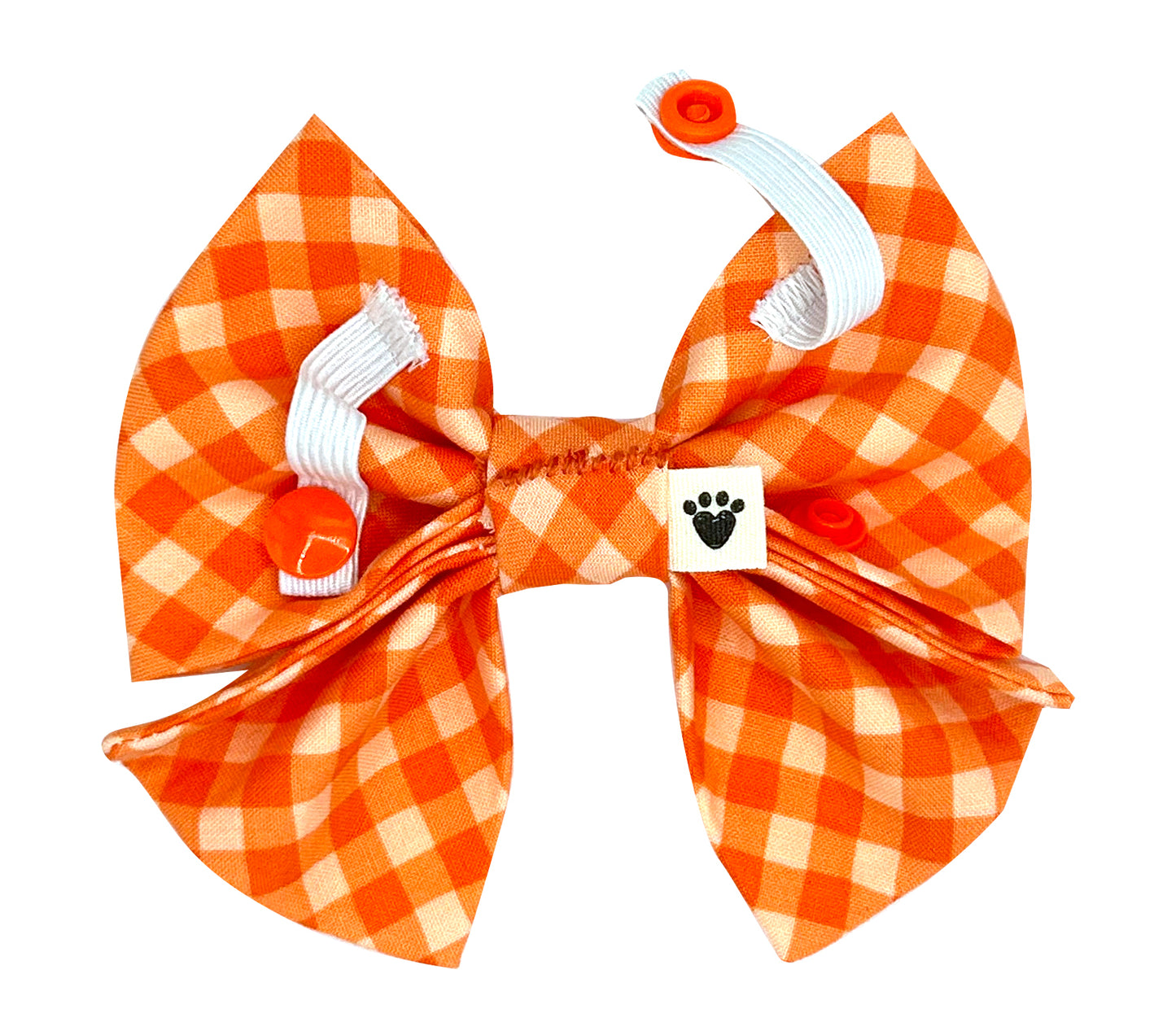 Bright Orange Gingham Pet Sailor Bow Tie