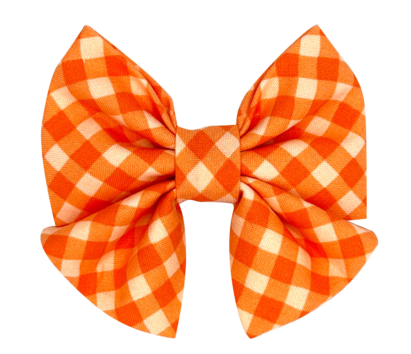 Bright Orange Gingham Pet Sailor Bow Tie