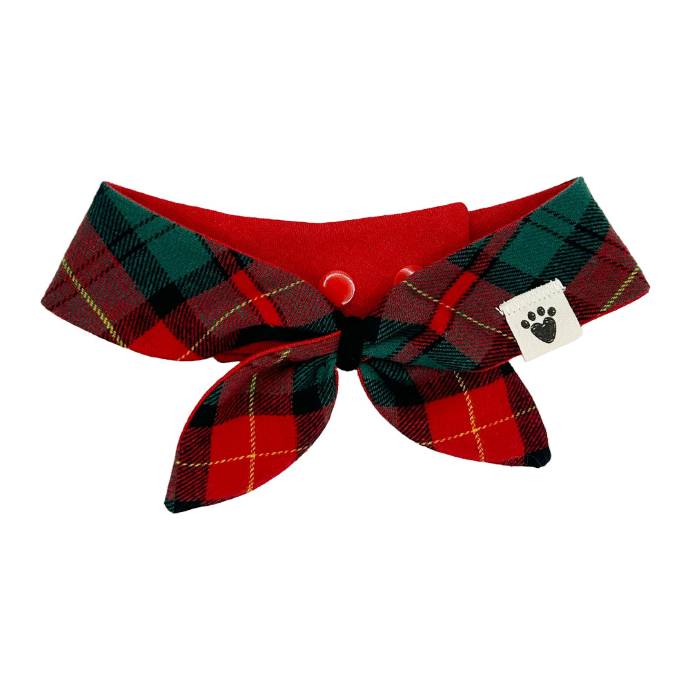 Pajama Plaid/Candy Cane Red Reversible Dog Neckerchief