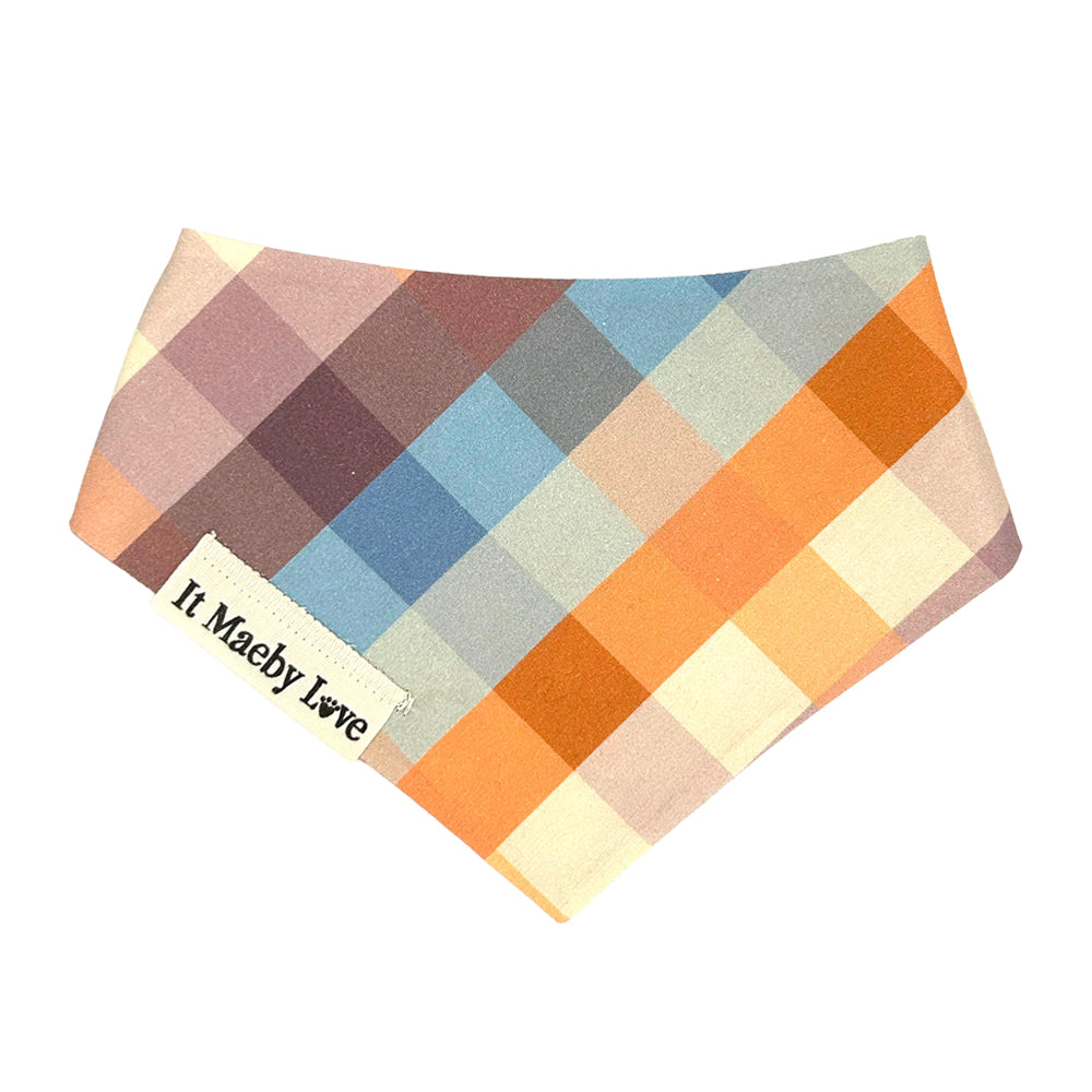 Peach & Thistle Floral/Peach, Blue, Thistle and Cream Plaid Reversible Dog Bandana