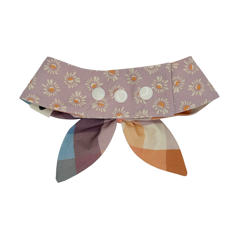 Peach & Thistle Floral/Peach, Blue, Thistle and Cream Plaid Reversible Dog Neckerchief