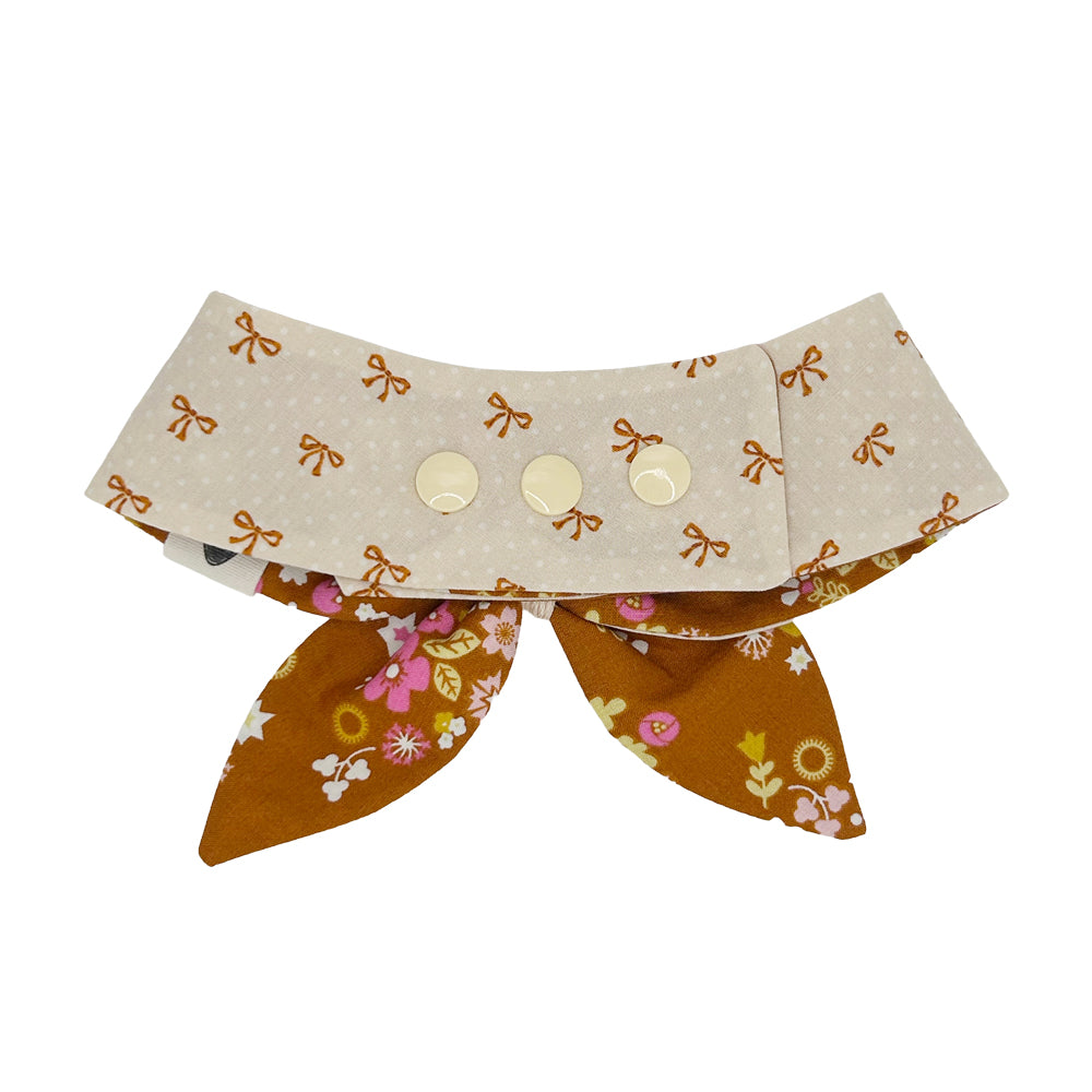 Pecan Bows/Pecan Floral Reversible Dog Neckerchief
