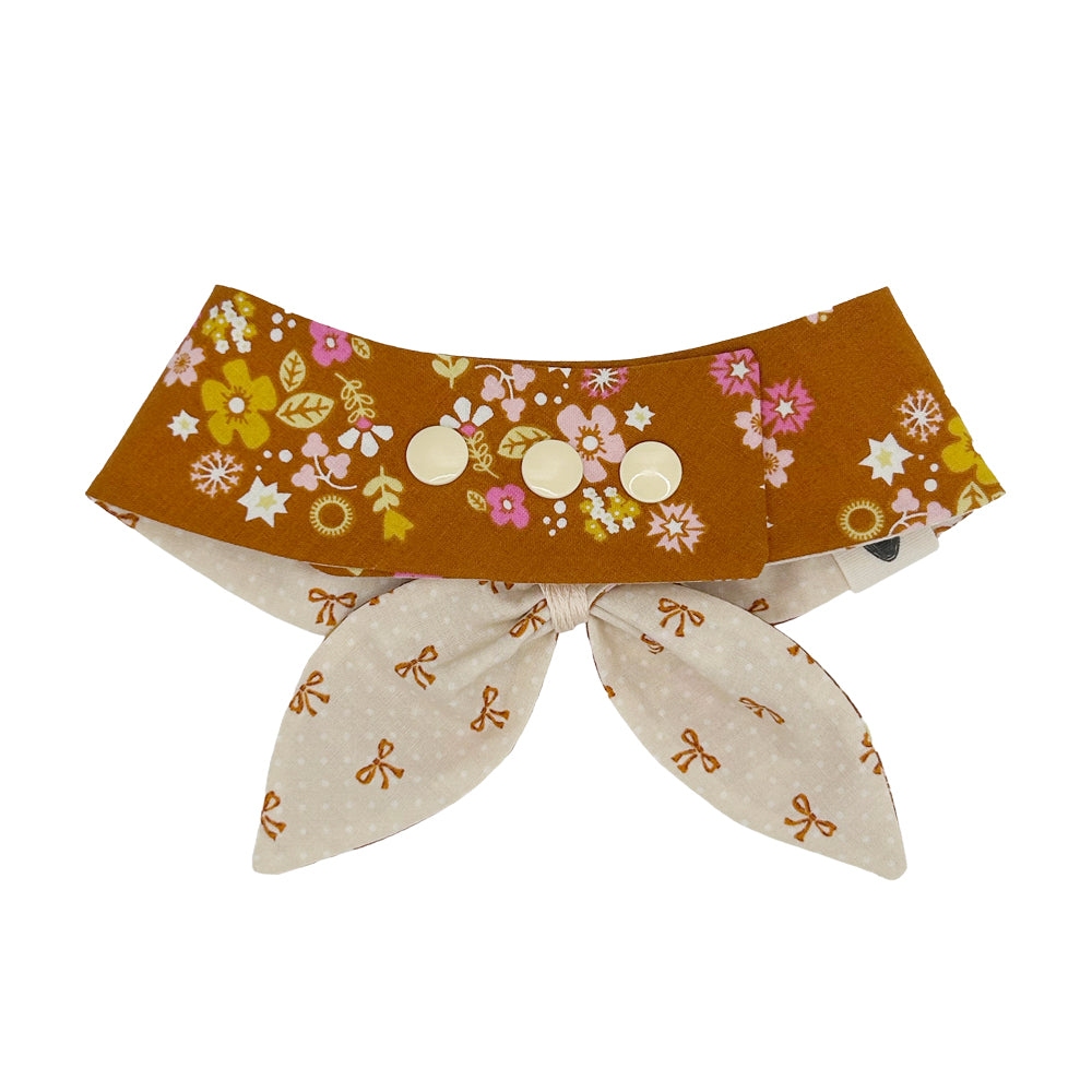 Pecan Bows/Pecan Floral Reversible Dog Neckerchief