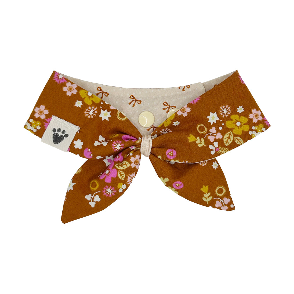 Pecan Bows/Pecan Floral Reversible Dog Neckerchief