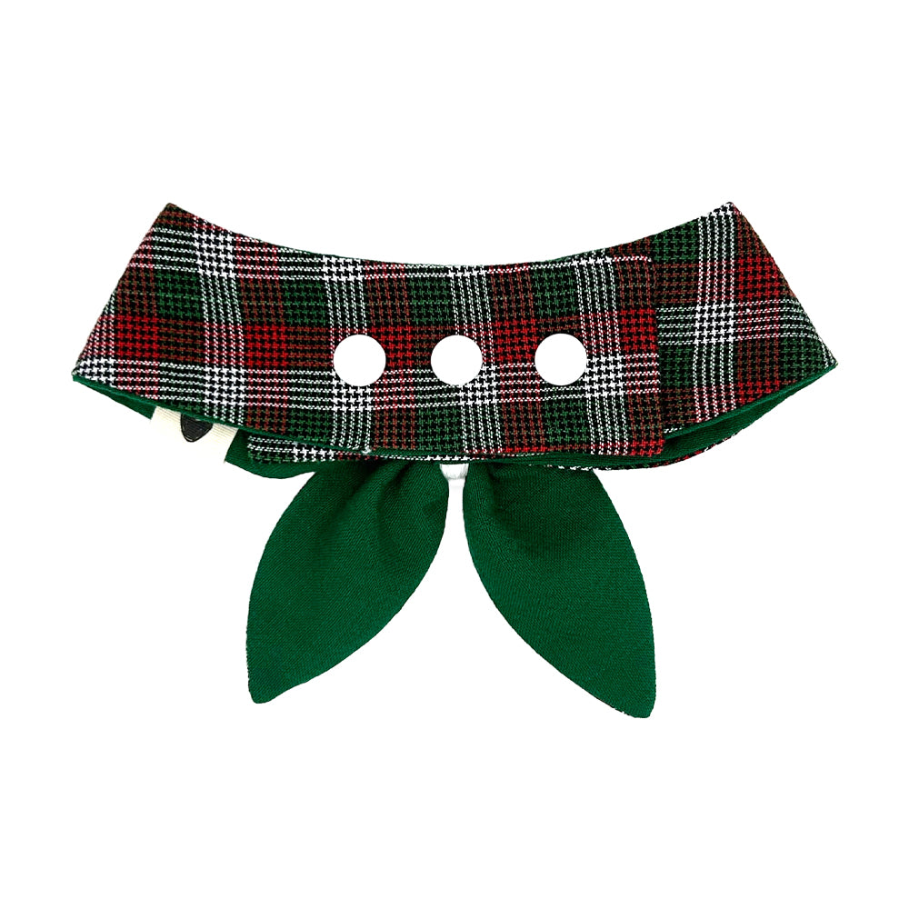 Peppermint Stick Plaid/Holly Green Reversible Dog Neckerchief