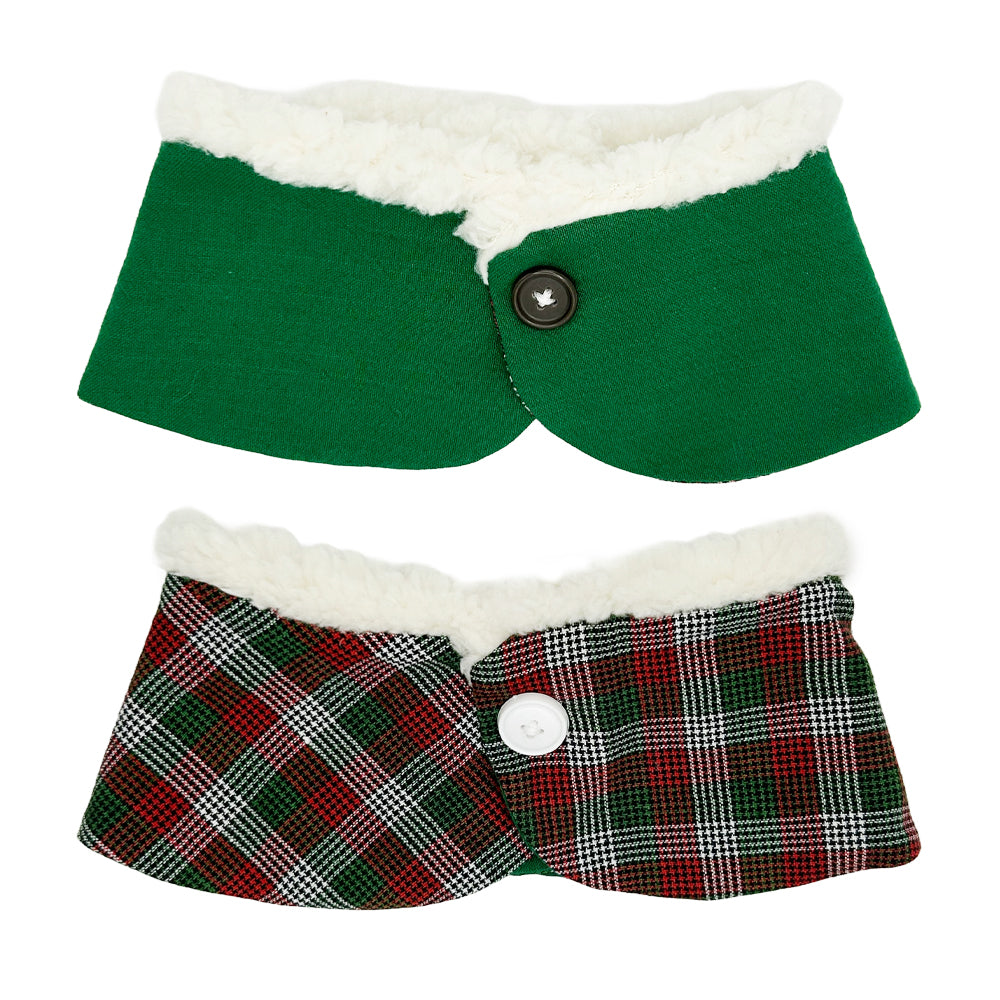 Peppermint Stick Plaid/Holly Green Peter Pan Collar with Sherpa Trim