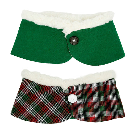 Peppermint Stick Plaid/Holly Green Peter Pan Collar with Sherpa Trim