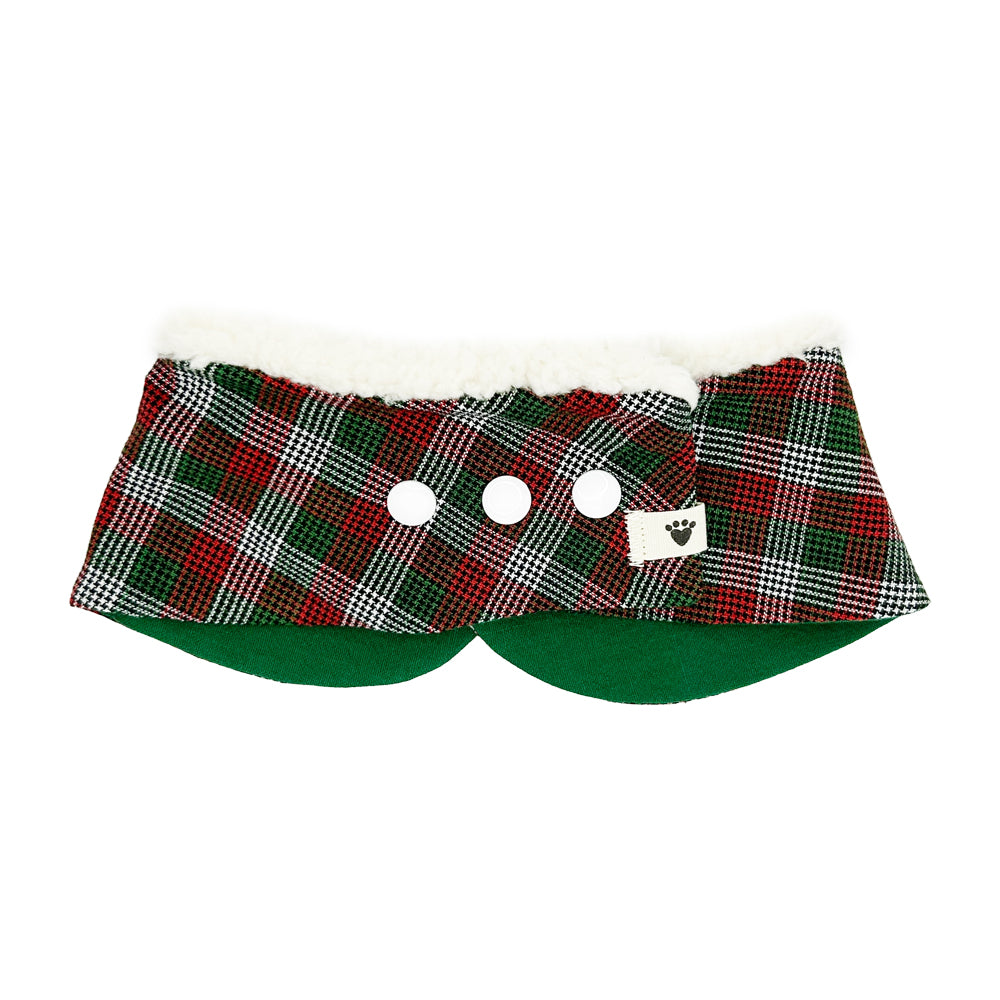 Peppermint Stick Plaid/Holly Green Peter Pan Collar with Sherpa Trim