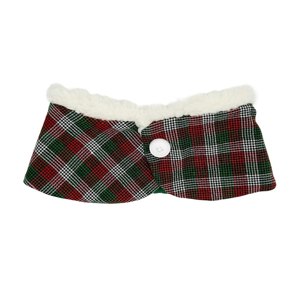 Peppermint Stick Plaid/Holly Green Peter Pan Collar with Sherpa Trim