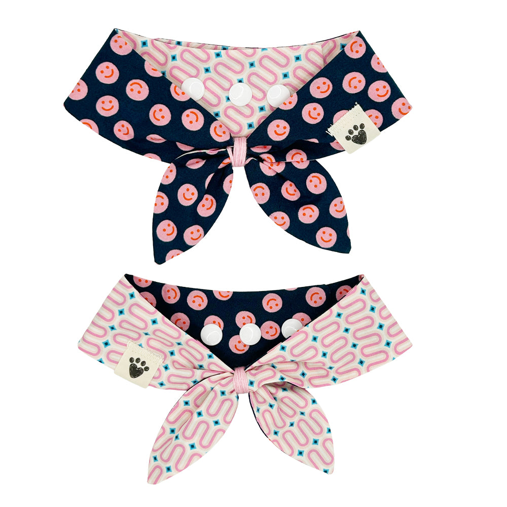 Pink Happy Faces/Pink Squiggles Dog Neckerchief