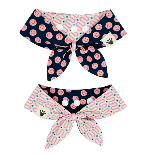 Pink Happy Faces/Pink Squiggles Dog Neckerchief