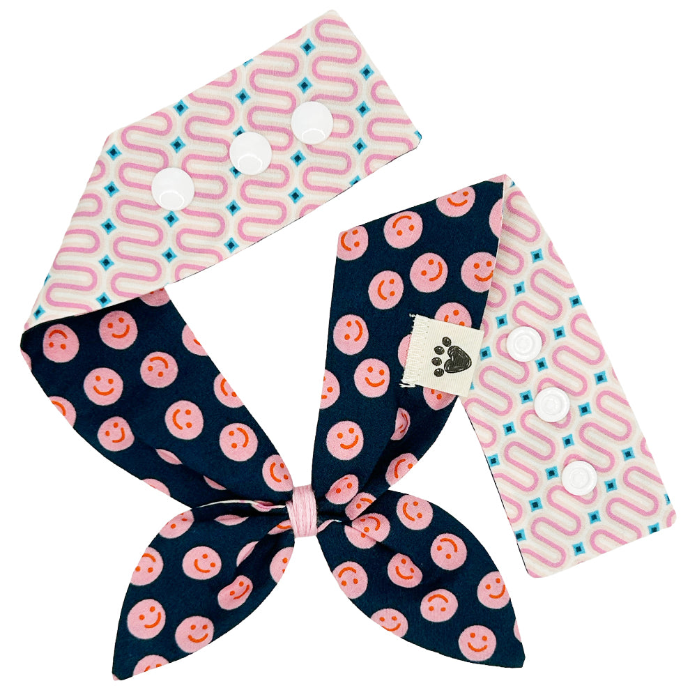 Pink Happy Faces/Pink Squiggles Dog Neckerchief